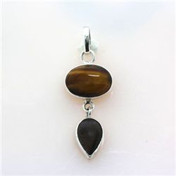 Sterling Silver Pendant w/ Semi Precious Tiger Eye Yell