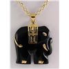 Image 1 : 24.66CTW BLACK JADE ELEPHANT GOLD PLATED PENDANT