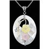 Image 1 : 12.81GRAMS WHITE MOTHER OF PEARL SILVER OVAL PENDANT