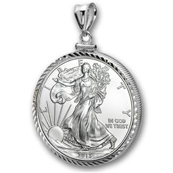 2014 1 oz Silver Eagle Pendant (Diamond-ScrewTop Bezel)