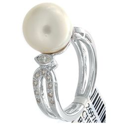 14K White Gold 10.17ctw Pearl & Diamond Ring