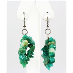 63.02CTW 2in. GREEN TURQUOISE CHIPPED STONE HOOK EARRIN