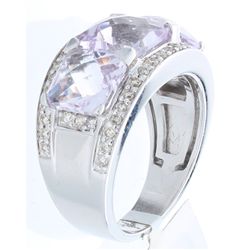 18K White Gold 5.88ctw Pink Amethyst & Diamond Ring