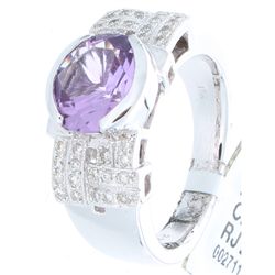 18K White Gold 2.54ctw Amethyst & Diamond Ring