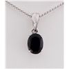 Image 1 : Sterling Silver Prong Set Pendant w/ Dark Sapphire