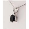 Image 2 : Sterling Silver Prong Set Pendant w/ Dark Sapphire