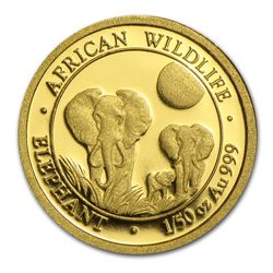 2014 1/50 oz Gold Somalian African Elephant