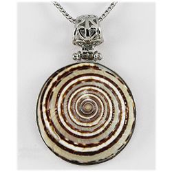 Natural 73.75ctw Mother of Pearl Sea Shell Silver Penda