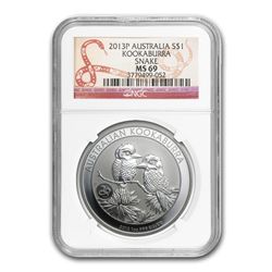 2013 1 oz Silver Australian Kookaburra Snake Privy MS-6