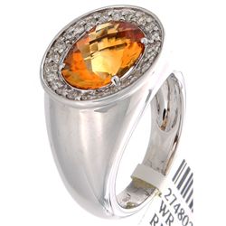 14K White Gold 3.34ctw Citrine & Diamond Ring