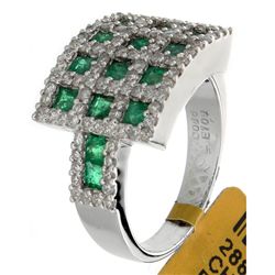 18K White Gold 1.95ctw Emerald & Diamond Ring