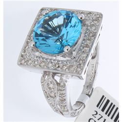 18K White Gold 5.42ctw Topaz & Diamond Ring