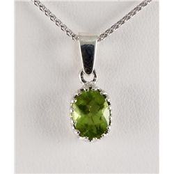 Sterling Silver Prong Set Pendant with Peridot