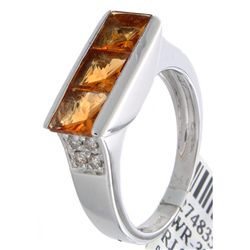 14K White Gold 1.71ctw Citrine & Diamond Ring