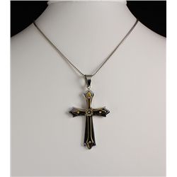 Mens Cross Two Tone Stainless Steel Pendant