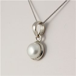 Sterling Silver Bezel Pendant w/ Water Pearl, 3.3g