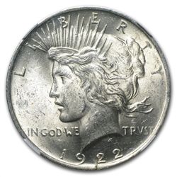 1922 Peace Dollar NGC MS-61 Cracked Planchet Mint Error