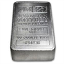 5 oz Johnson Matthey Silver Bar (Pressed, JM logo) .999