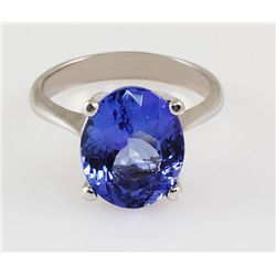 4.83 Carat Natural Tanzanite Oval Ring 14kt