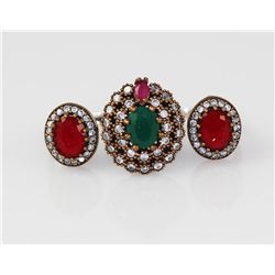 Turkish Jewelry Design Multi Precious Stone Ring, 11.30