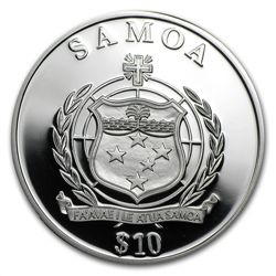 Samoa 2010 Proof Silver Swarovski $10 Flying Fox