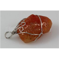 Natural 101.75ctw Uncut Carnelian Silver Pendant