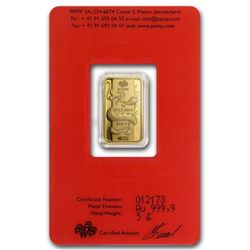 5 gram Pamp Suisse Year of the Dragon Gold Bar (In Assa