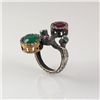 Image 1 : Natural Stone Cocktail Victorian Design Ring