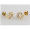 Image 1 : Gold Plated Round Stud Earring with Clear Crystal