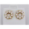 Image 2 : Gold Plated Round Stud Earring with Clear Crystal