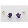 Image 1 : Sterling Silver Earring Prong Set Amethyst Crystal