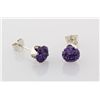Image 3 : Sterling Silver Earring Prong Set Amethyst Crystal