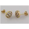 Image 1 : Gold Plated Round Stud Earring with Clear Crystal