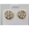 Image 2 : Gold Plated Round Stud Earring with Clear Crystal