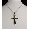 Image 1 : Mens Cross Two Tone Stainless Steel Pendant