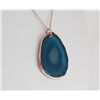 Image 1 : Natural Stone Ocean Blue Agate Big Slice Pendant