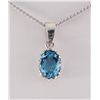 Image 1 : Sterling Silver Prong Set Pendant with Blue Topaz