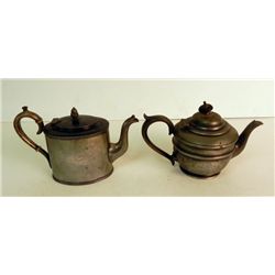 Pair of 2 English Single Serving Bachelor Teapots 1800s