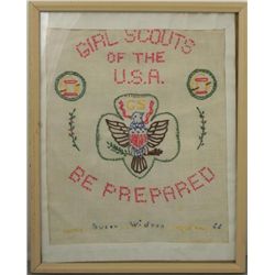 Girl Scouts Vintage Needlepoint Sign Framed