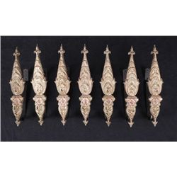 7 Pc Antique Cast Iron Decorative Curtain Rod Holders