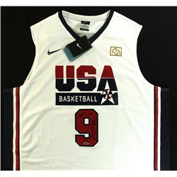 Michael Jordan Signed Limited Edition Authentic Nike 2012 White Retro USA Jersey Inscribed  2009 HOF