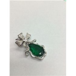 6.84 ct Emerald Brilliant Cut Pear Shaped Pendant