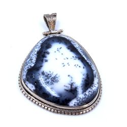 Sterling Silver .925 Black & White Turquoise Pendant ctw