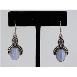 Sterling Silver .925 Vintage Amethyst Earrings