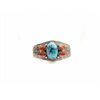 Image 1 : Sterling Silver .925 Big Turquoise w/ Red Coral Filigree Bangle