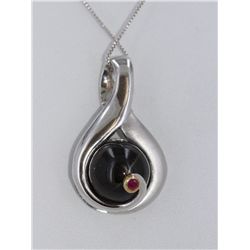 Sterling Silver .925 Cabochon Onyx Pendant