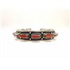 Image 1 : Sterling Silver .925 Red Coral Cuff Bangle