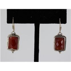 Sterling Silver .925 Vintage Carnelian Earrings