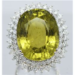 Green Paraiba  32.40 ctw &  Diamond Ring 14KW