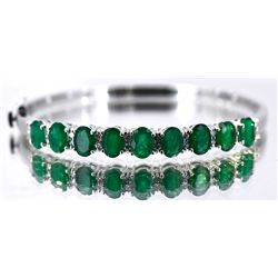 Emerald  11.02 ctw Diamond Bracelet 14KW